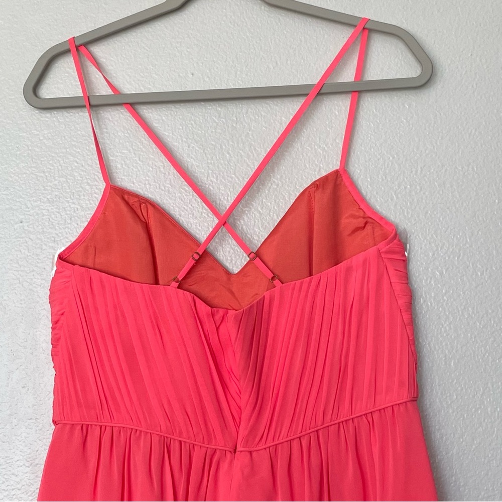 NWT Shoshanna Carine 100% Silk Bright Pink Spaghetti Strap Mini Dress Size 10 - Picture 5 of 10